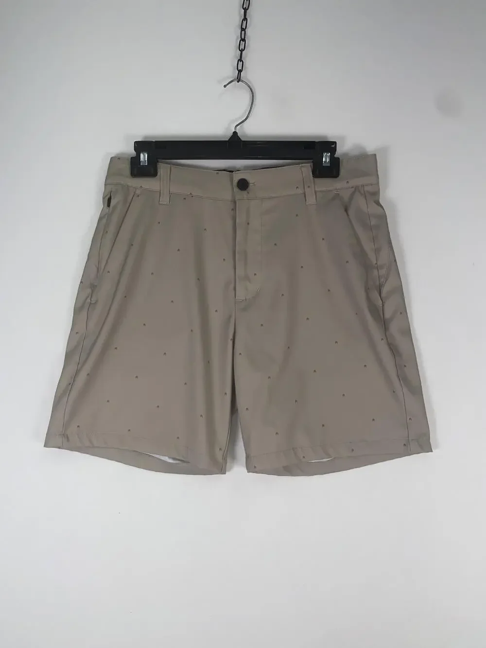 Shorts Mens 30 Beige Microfiber Chino Stretch Flat Front Casual Travel Summer